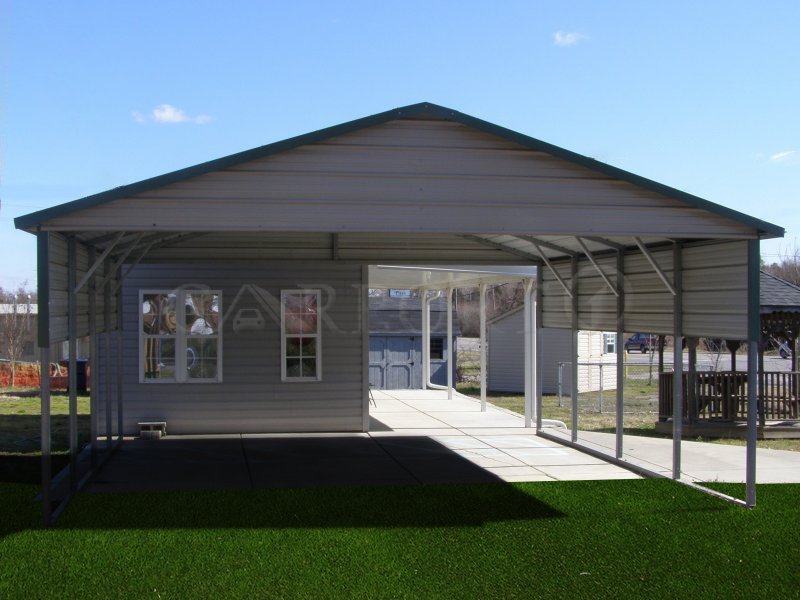 20x21 Boxed Eave Roof Double Car Carport
