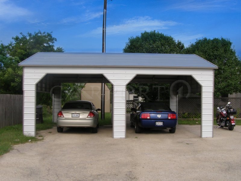 22x26 Boxed Eave Roof Double Car Carport