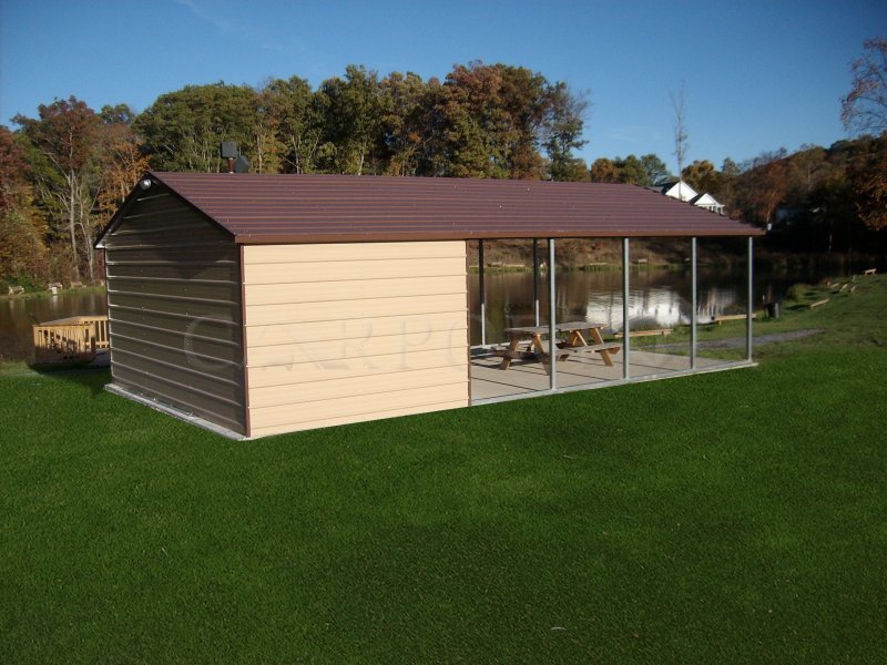 22x26 Boxed Eave Roof Double Car Carport Image