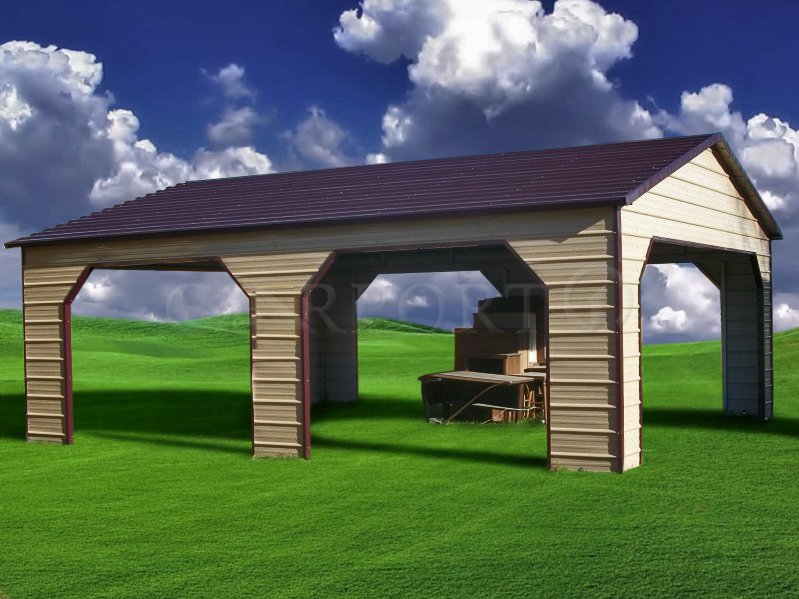 22x31 Boxed Eave Roof Double Car Carport
