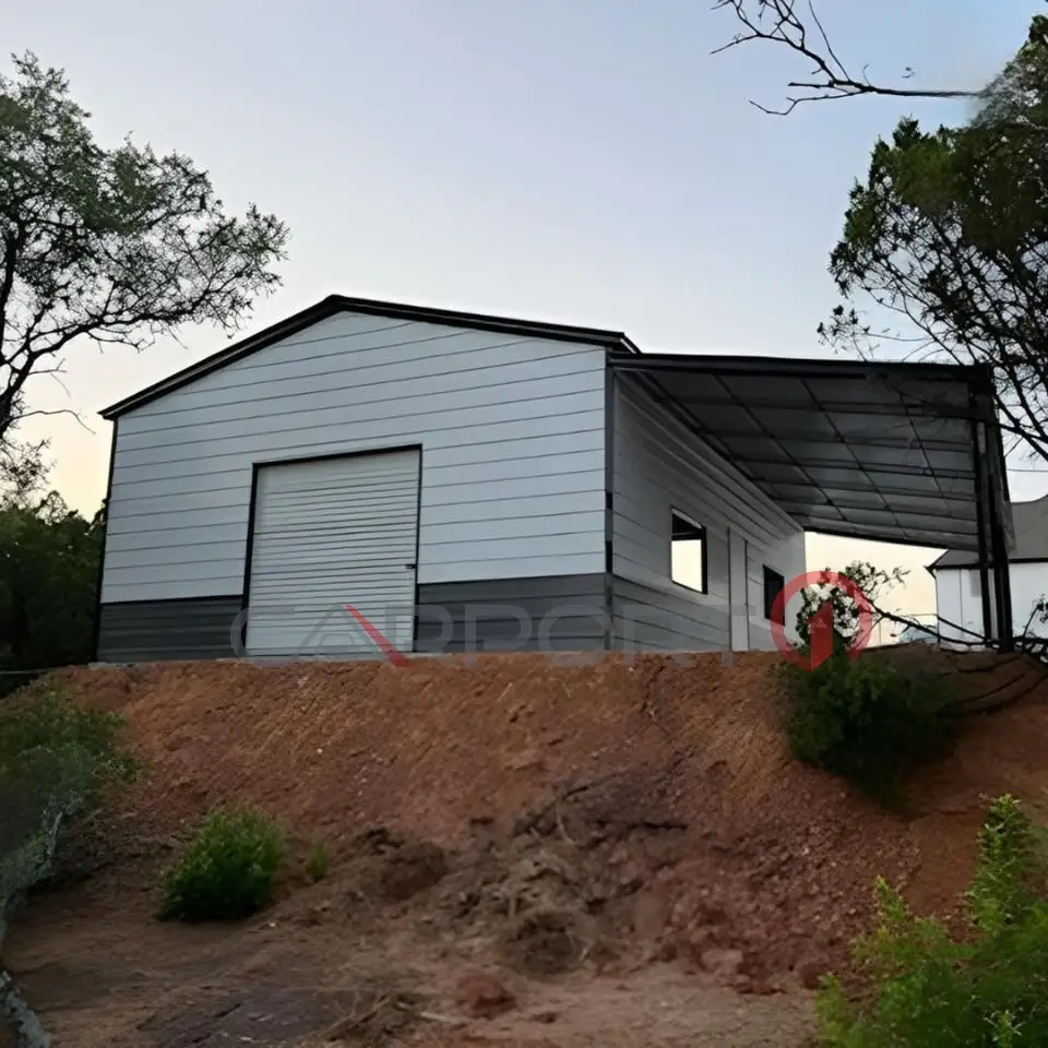 white garage with gray 2-tone