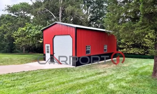 All Vertical Red Garage